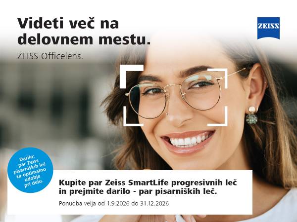 Ob nakupu progresivnih leč ZEISS prejmete pisarniške leče v dar