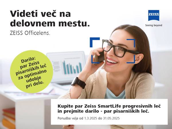 ZEISS Officelens promocija - Darilo: par ZEISS pisarniških očalnih leč